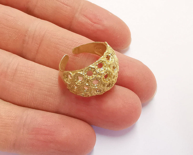 Raw Brass Ring Blank, Bezel Settings, Cabochon Base, Mountings Adjustable (3mm blank ) G20971