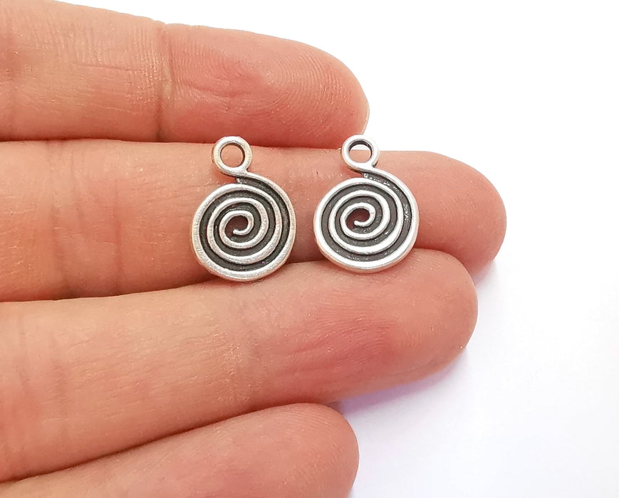 10 Spiral Charms Antique Silver Plated Charms (17x12mm)  G20633