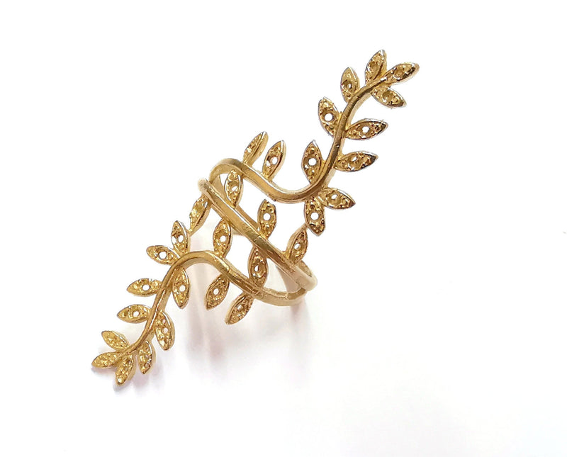 Flowers Raw Brass Ring Blank, Bezel Settings, Cabochon Base, Mountings Adjustable (1mm blank ) G20977