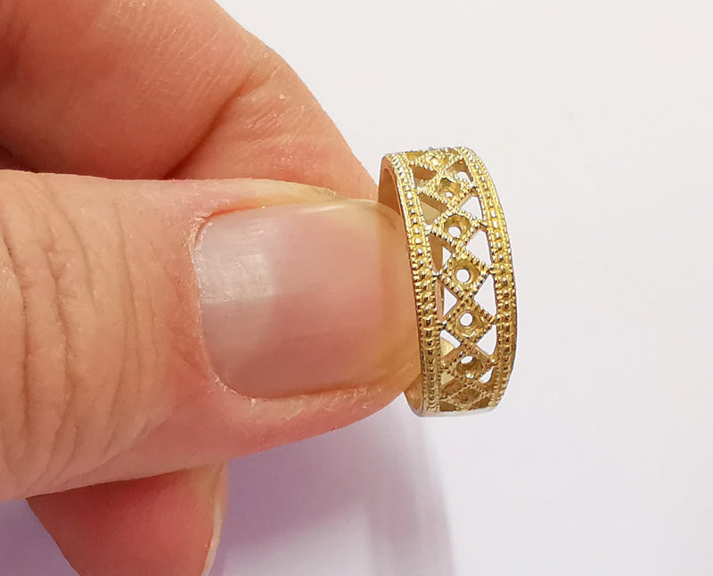 Raw Brass Ring Blank, Bezel Settings, Cabochon Base, Mountings Adjustable (2mm blank ) G20978