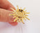 Sun Ring Blank Setting Textured Base Bezel inlay Ring Backs Glass Cabochon Mounting Adjustable Shiny Gold Plated (16mm bezel ) G20984
