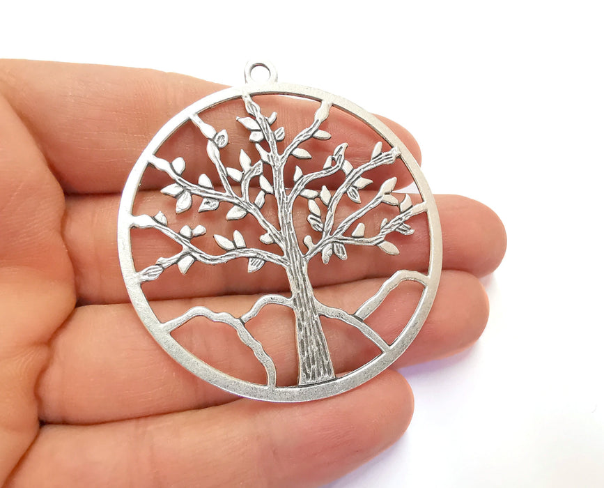 Tree Pendant Antique Silver Plated Pendant (62x57mm) G20646