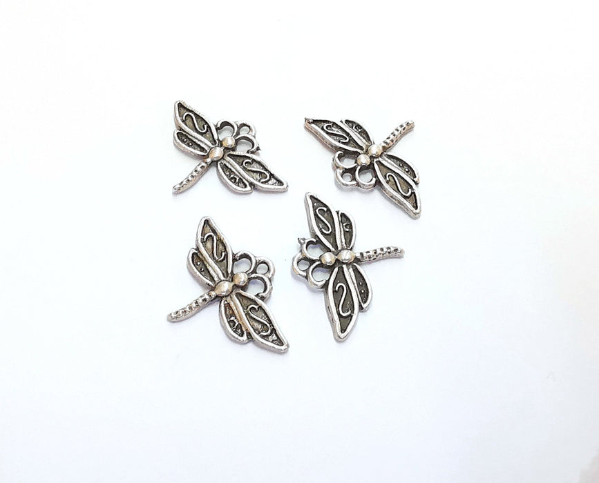 10 Dragonfly Charms Antique Silver Plated Charm (15x22mm) G20653