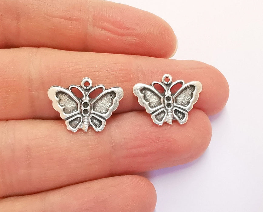 4 Butterfly Charms Antique Silver Plated Charm (14x19mm) G20678