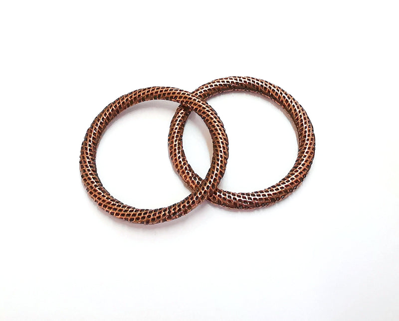 4 Textured Circle Antique Copper Plated Findings (29mm) G20679
