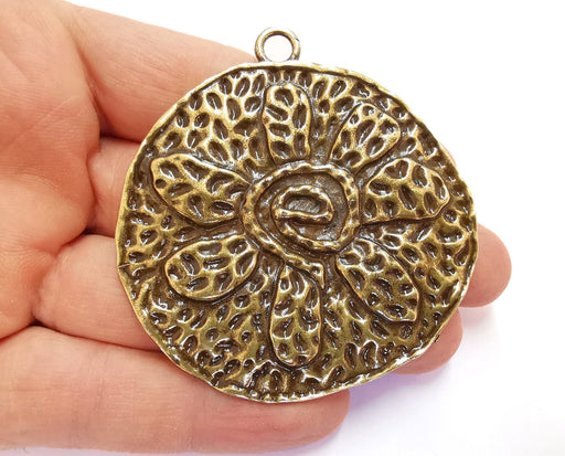 Flower Pendant Antique Bronze Plated Pendant (69x65mm)  G20687