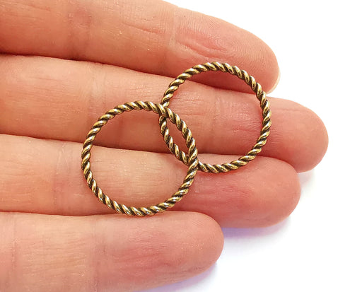 10 Twisted Circle Findings Antique Bronze Plated Circle (25 mm)  G20691