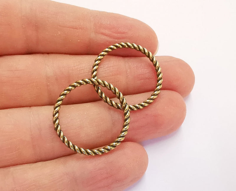 10 Twisted Circle Findings Antique Bronze Plated Circle (25 mm)  G20691