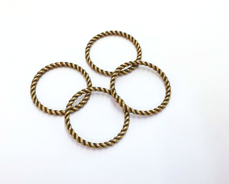 10 Twisted Circle Findings Antique Bronze Plated Circle (25 mm)  G20691