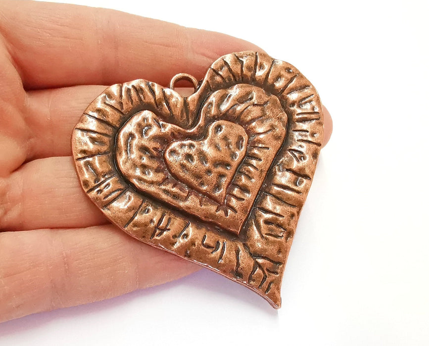 Heart Pendant Antique Copper Plated Pendant (66x67mm)  G20692