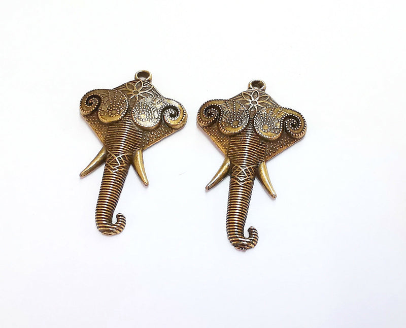 2 Elephant Charms Antique Bronze Plated Charms (44x26mm)  G20694