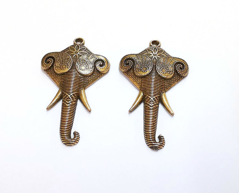 2 Elephant Charms Antique Bronze Plated Charms (44x26mm)  G20694