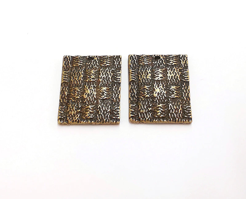 2 Woven Shape Charms Antique Bronze Plated Charms (27x21mm) G20997
