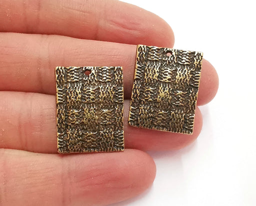 2 Woven Shape Charms Antique Bronze Plated Charms (27x21mm) G20997