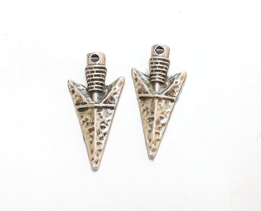 2 Arrowhead Charms Antique Silver Plated Charms (35x16mm)  G21000