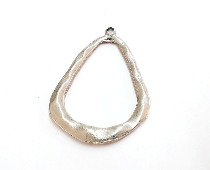 Drop Silver Pendant Antique Silver Plated Pendant (64x43mm)  G21004