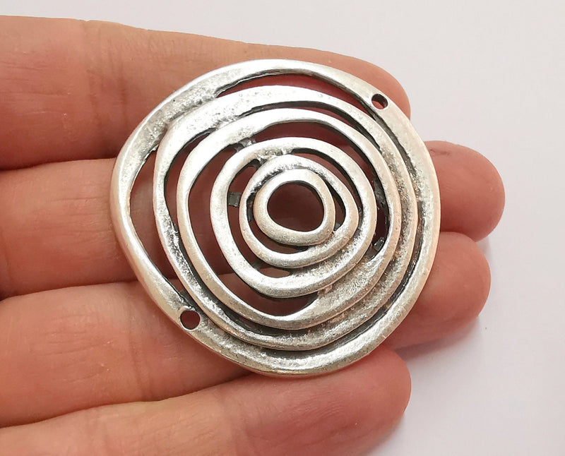 2 Silver Charms Connector Antique Silver Plated Charms (48x47mm)  G25599