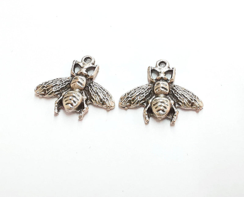 4 Fly Charms Antique Silver Plated Charms (27x23mm)  G21010