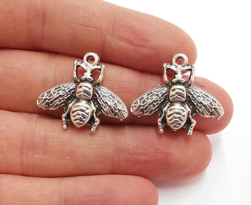 4 Fly Charms Antique Silver Plated Charms (27x23mm)  G21010