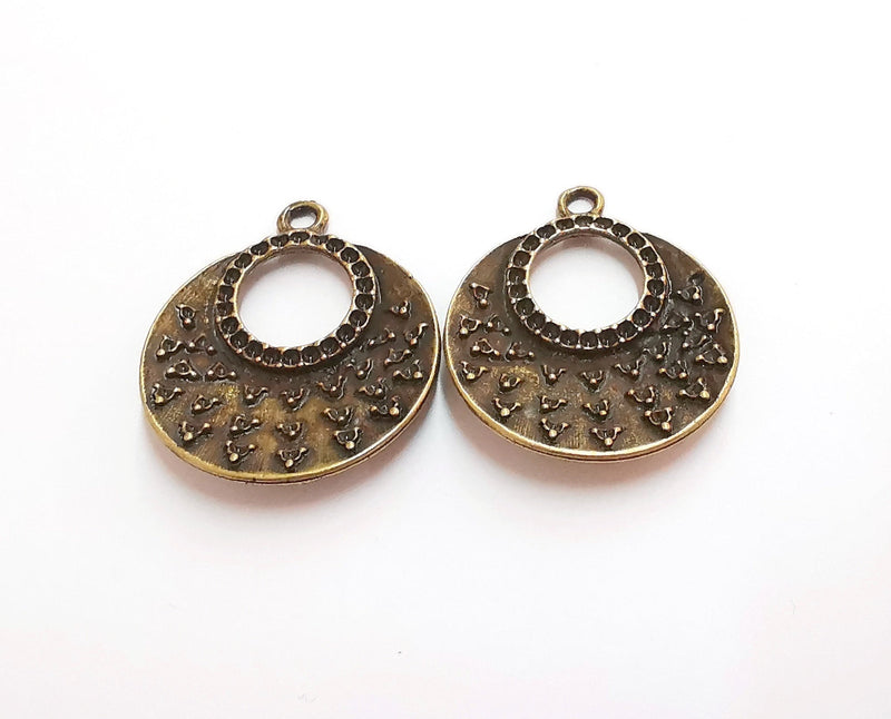 2 Antique Bronze Charms Antique Bronze Plated Charms (36x30mm)  G21013