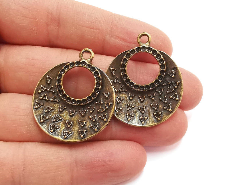 2 Antique Bronze Charms Antique Bronze Plated Charms (36x30mm)  G21013