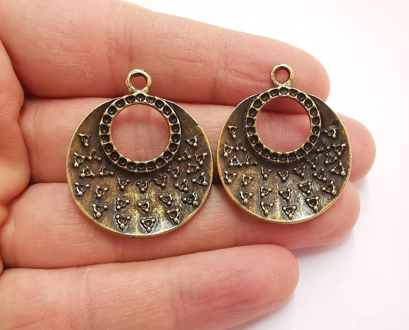 2 Antique Bronze Charms Antique Bronze Plated Charms (36x30mm)  G21013