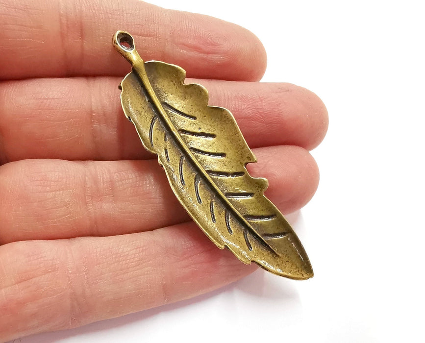 2 Feather Charms Antique Bronze Plated Charms (69x22mm) G21016