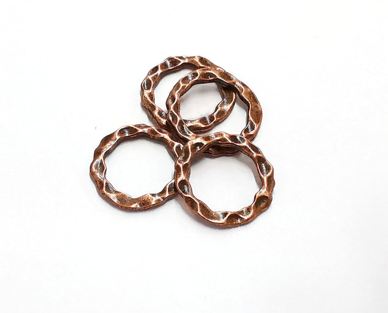 10 Hammered Circle Antique Copper Plated Findings (16mm) G21032