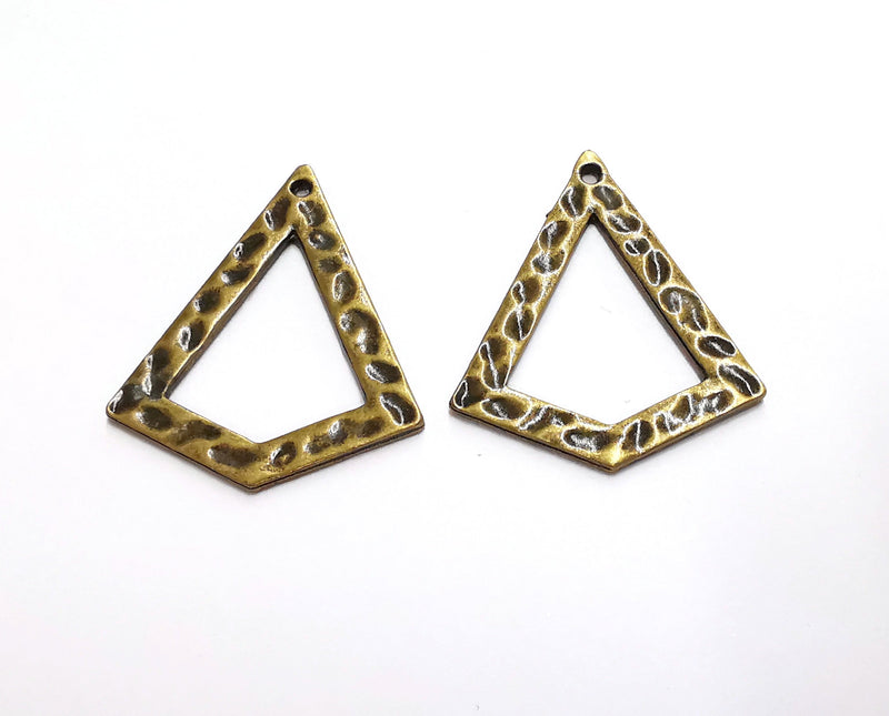 2 Hammered Charm Antique Bronze Plated Charm (38x32 mm)  G21037