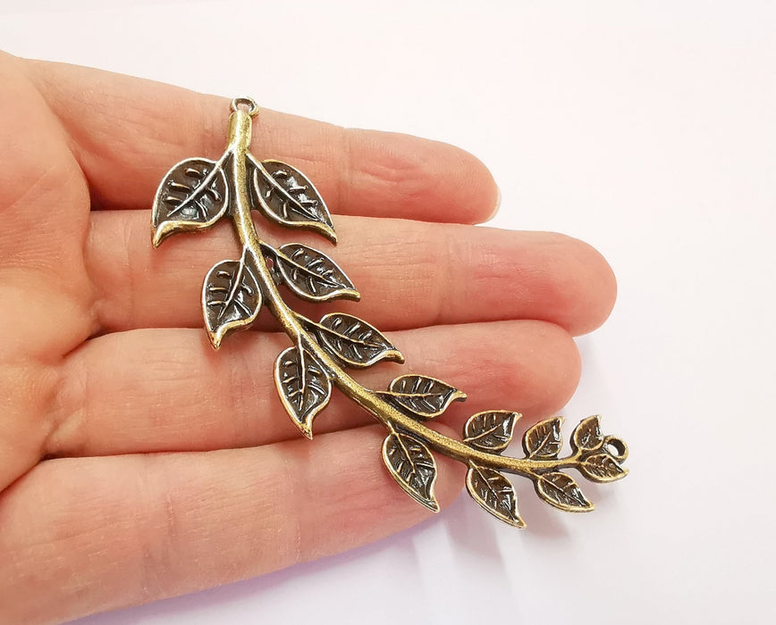 Leaves Branch Pendant Connector Antique Bronze Plated Pendant (85mm)  G20701