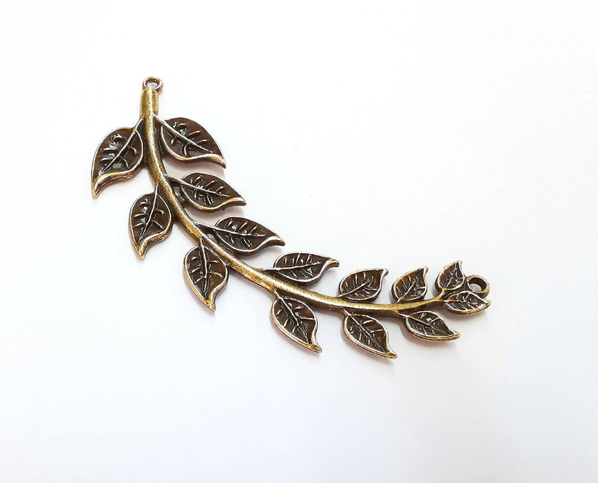 Leaves Branch Pendant Connector Antique Bronze Plated Pendant (85mm)  G20701