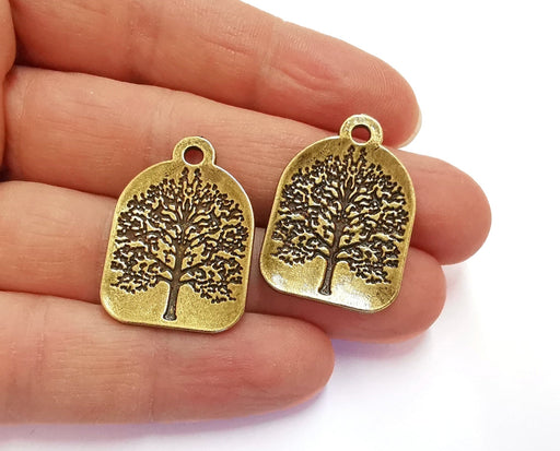 2 Tree Charms Antique Bronze Plated Charms (31x22mm)  G20702
