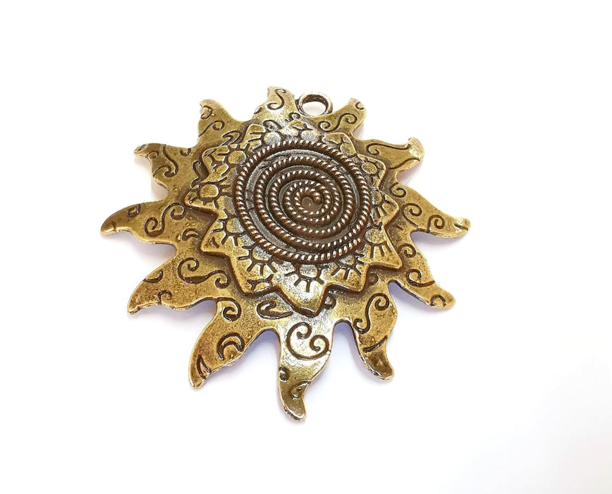 Sun Pendant Antique Bronze Plated Pendant (62x64mm)  G20703