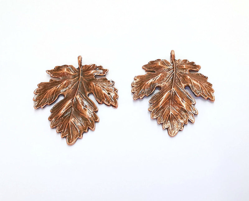 2 Leaf Pendant Antique Copper Plated Pendant (40x34mm)  G20704