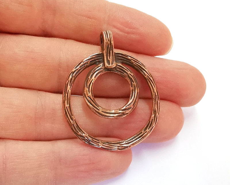 2 Antique Copper (Double Sided) Charms Antique Copper Plated Charms (43x34mm)  G20705