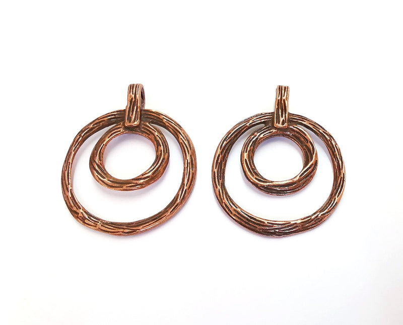2 Antique Copper (Double Sided) Charms Antique Copper Plated Charms (43x34mm)  G20705