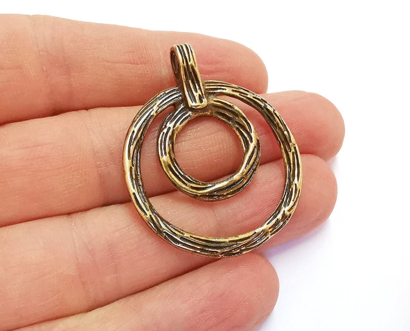 2 Antique Bronze (Double Sided) Charms Antique Bronze Plated Charms (43x34mm)  G20706