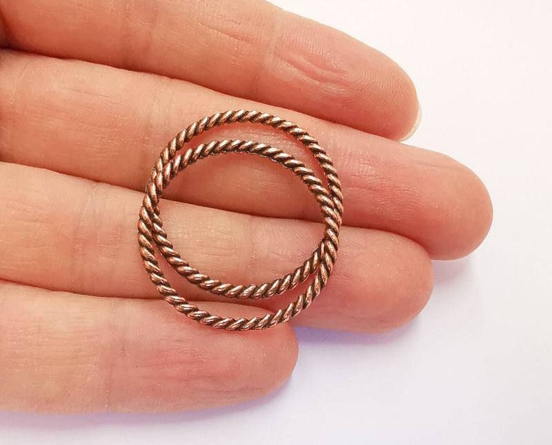10 Twisted Circle Findings Antique Copper Plated Circle (30 mm)  G22409