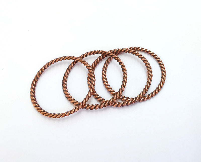 10 Twisted Circle Findings Antique Copper Plated Circle (30 mm)  G22409