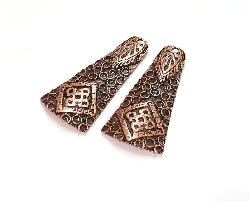 2 Copper Charms Antique Copper Plated Charms (48x23mm)  G20719
