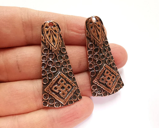 2 Copper Charms Antique Copper Plated Charms (48x23mm)  G20719