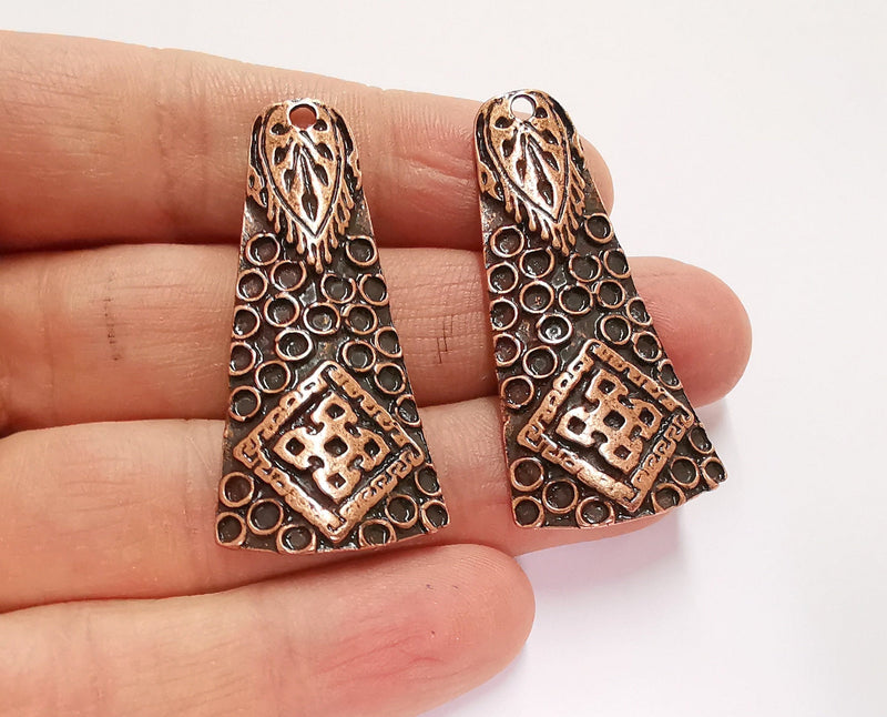 2 Copper Charms Antique Copper Plated Charms (48x23mm)  G20719