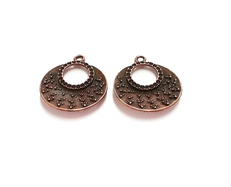 2 Copper Charms Antique Copper Plated Charms (35x29mm)  G20720