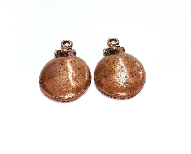 2 Cambered Circle Charms Antique Copper Plated Charms (35x24mm)  G20721