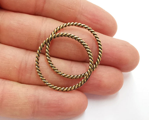10 Twisted Circle Findings Antique Bronze Plated Circle (30 mm)  G21062