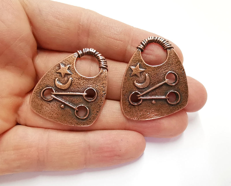 2 Copper Charms Antique Copper Plated Charms (40x32mm)  G20730