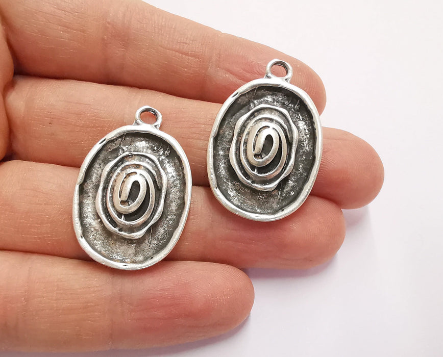 2 Spiral Charms Antique Silver Plated Charms (34x23mm)  G20744