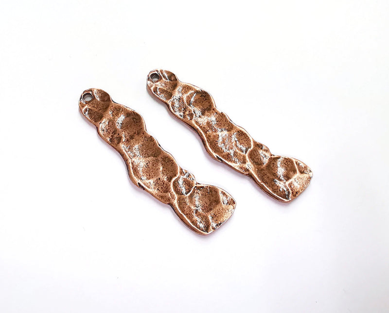 2 Copper Charms Antique Copper Plated Charms (55x13 mm) G20753
