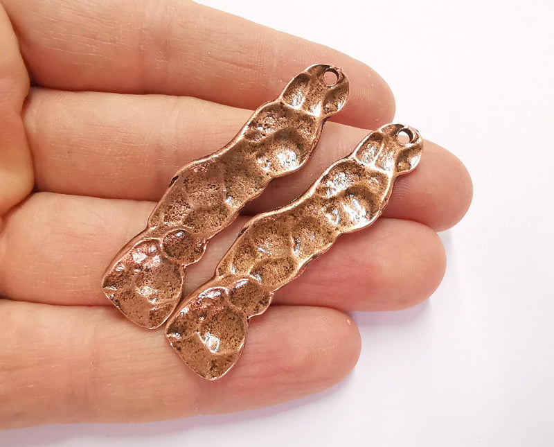 2 Copper Charms Antique Copper Plated Charms (55x13 mm) G20753