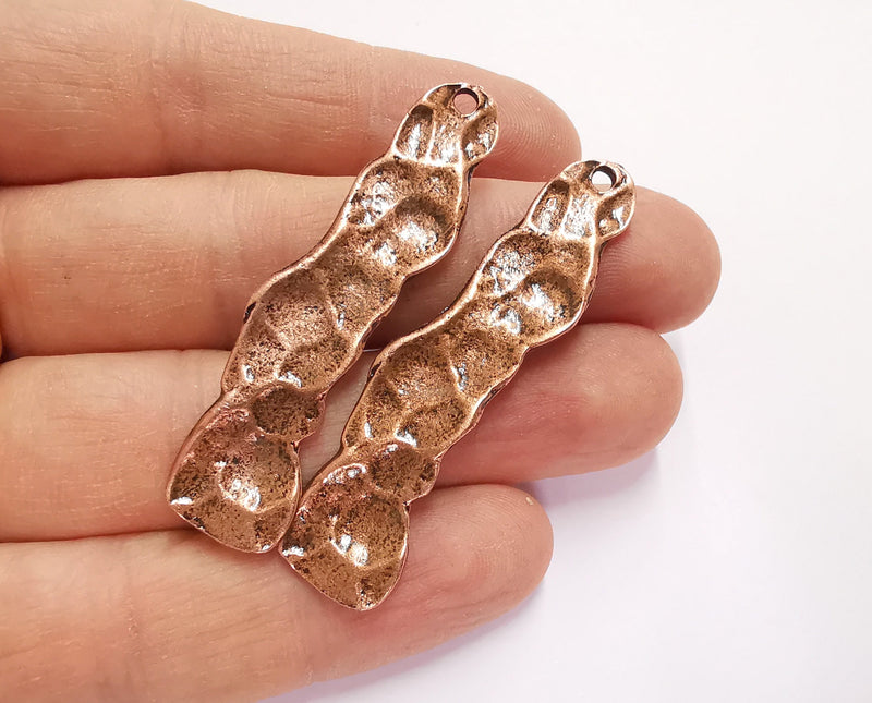 2 Copper Charms Antique Copper Plated Charms (55x13 mm) G20753